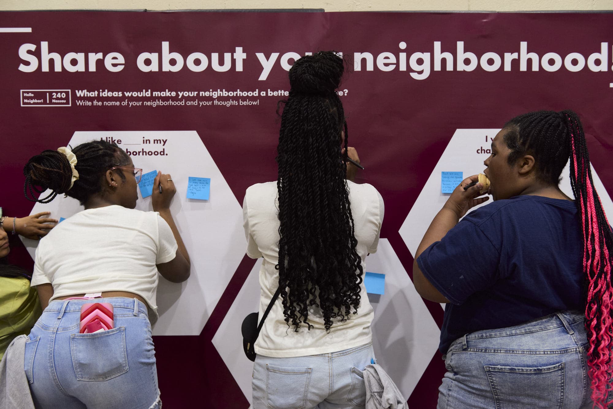 youth filling out their visions for the community center at the workshop