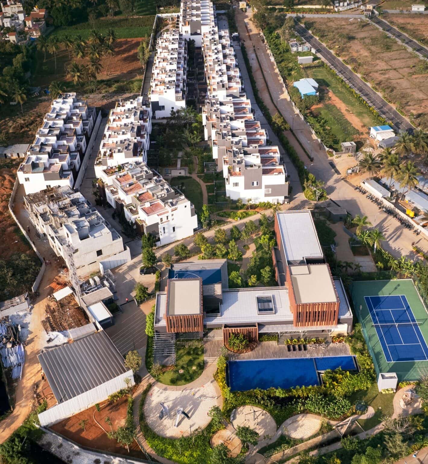 Aerial view of the residential development.